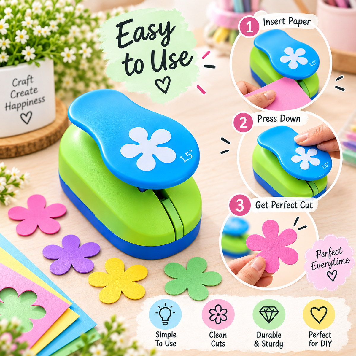 Jasmine Petals Foam Flower Craft Punch for DIY Crafts - Size 1.5 inch