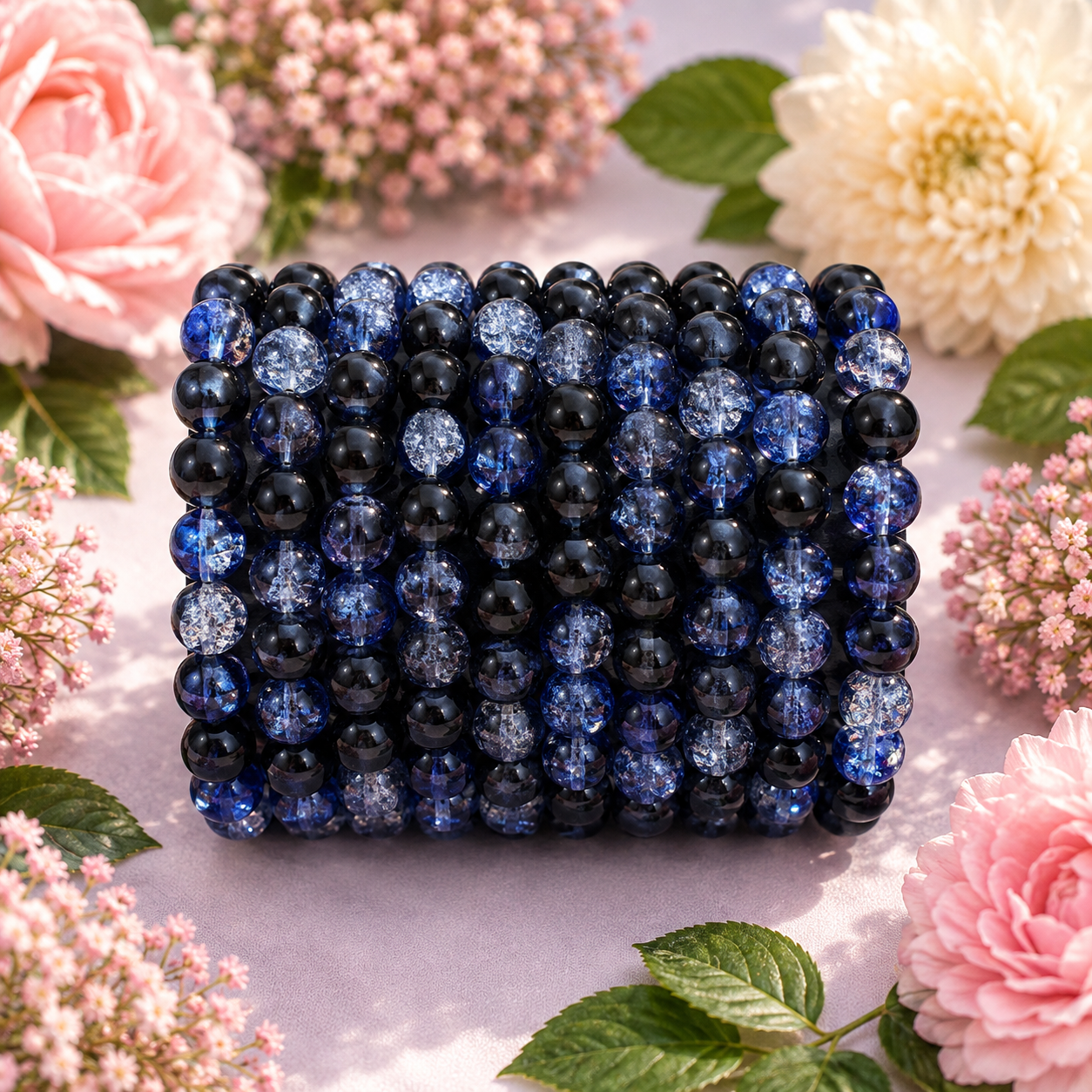 Crackle Beads 8mm - Dark Blue & Black
