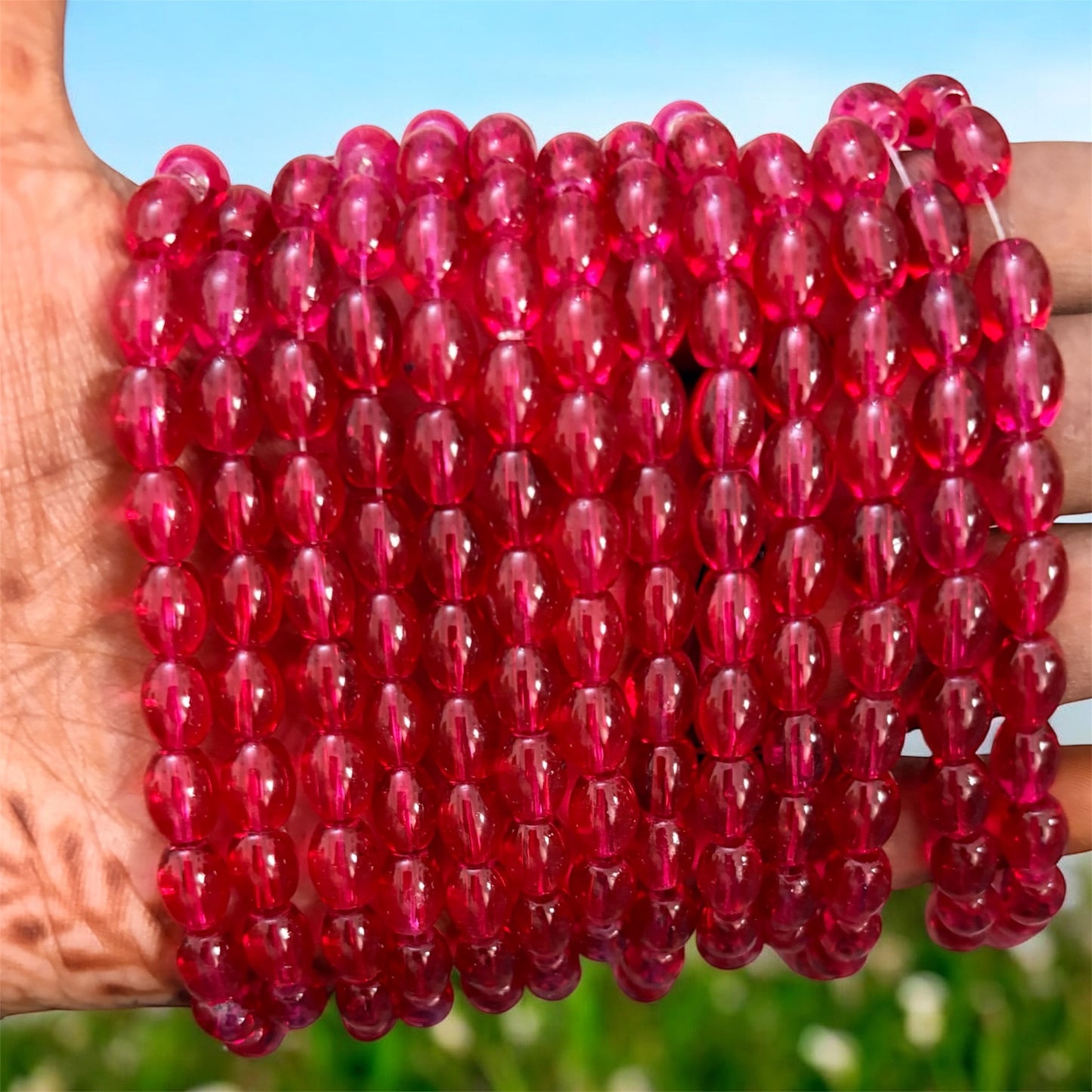Oval Glass Beads 8mm - Red