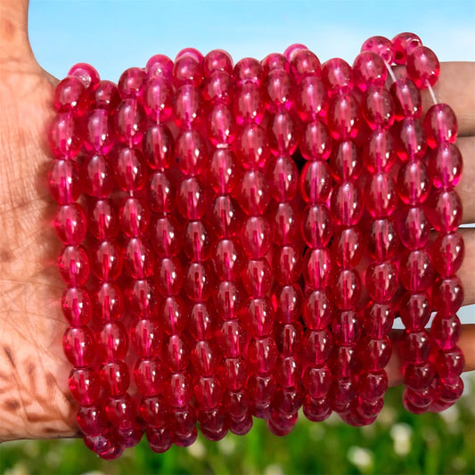 Oval Glass Beads 8mm - Red