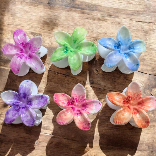 Printed Daisy Korean Hair Clips (Pack of 6 pcs) JHKC100213 (Big)