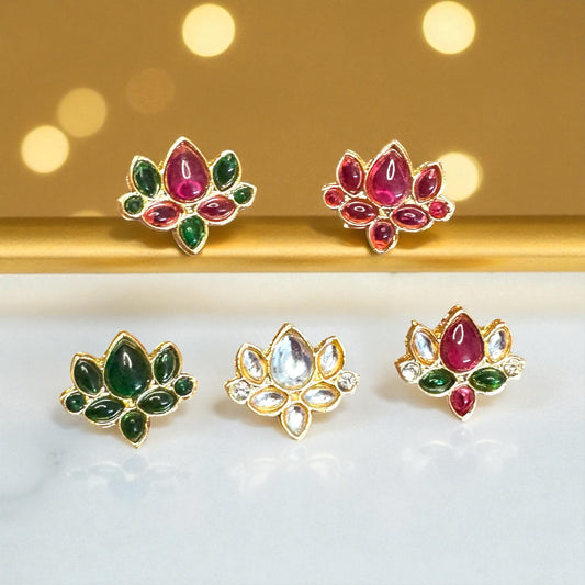 Multicolor Kundan Lotus Pendant Leaf