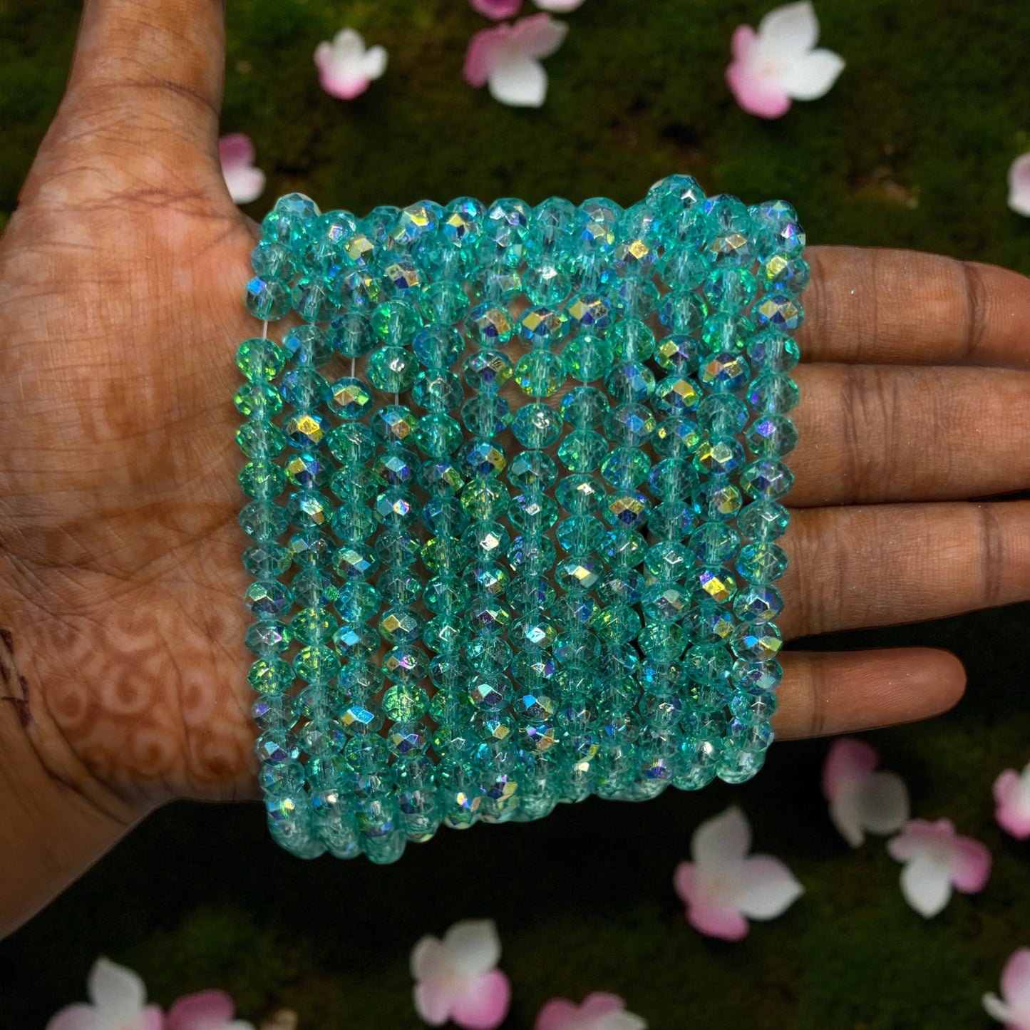 Premium Glitter Crystal Beads 6mm - Blue