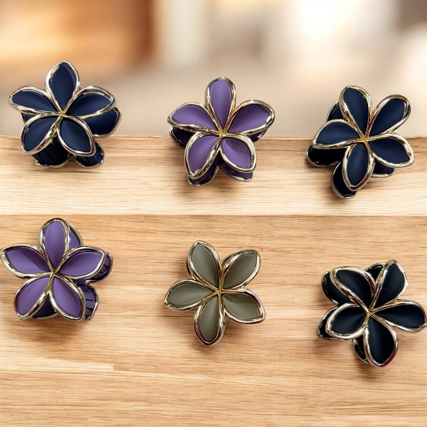 Matte Daisy Korean Hair Clips (Mixed 6 pcs) JHKC100224 (Medium)