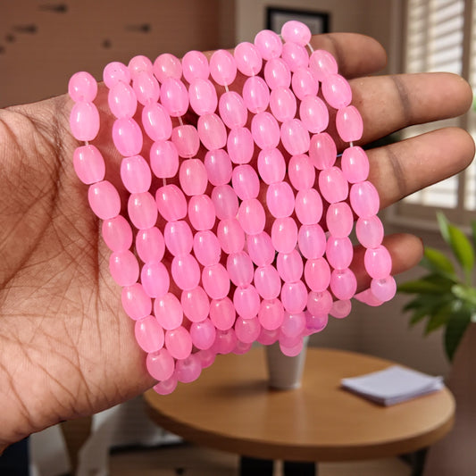 Oval Jelly Beads 8mm - Dark Pink