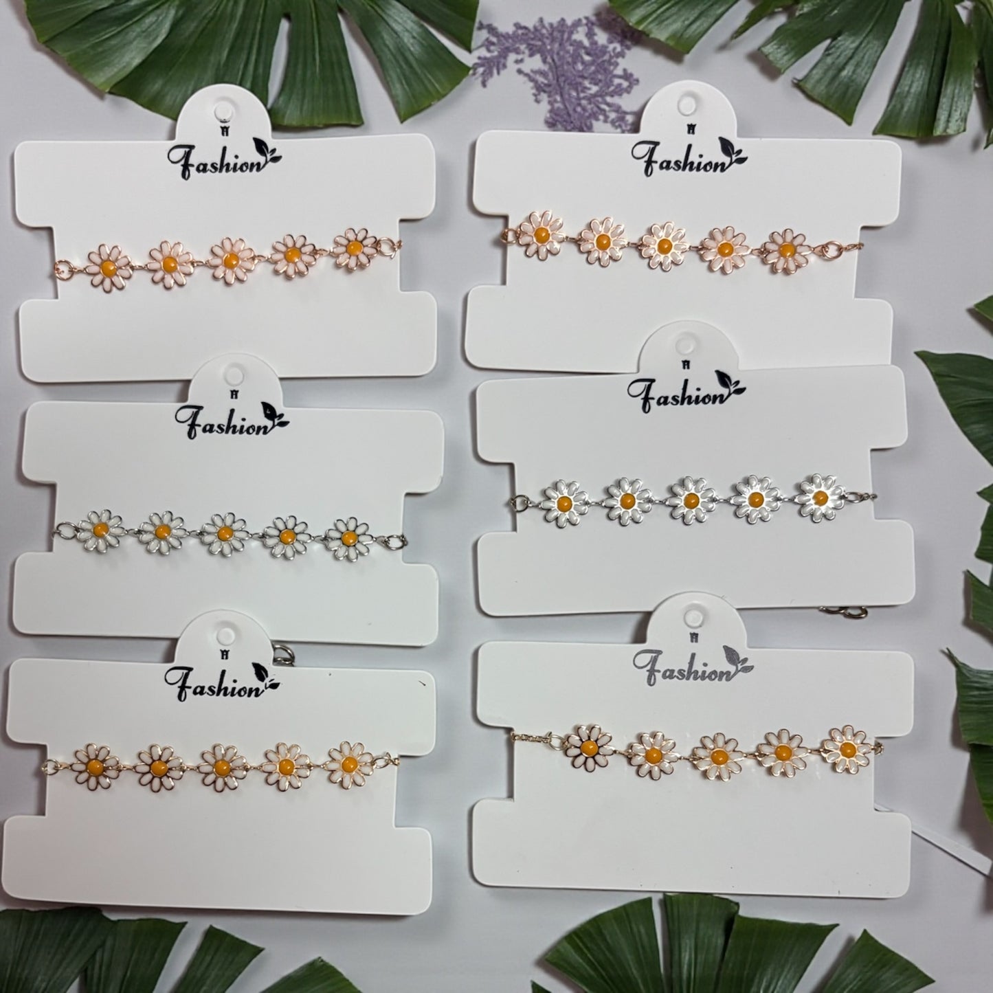 Daisy Flower Adjustable Fancy Bracelet (Pack of 6 Pcs)