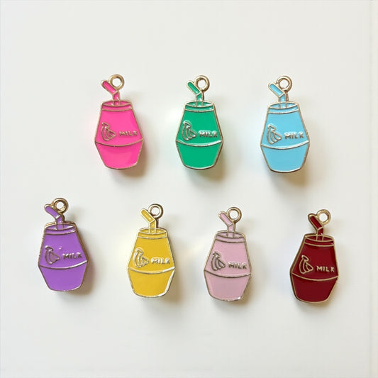Milk Bottle Enamel Charm
