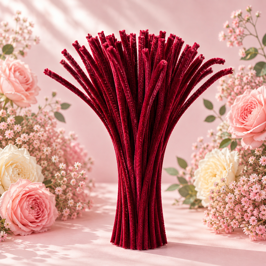 Pipe Cleaners for DIY Crafts (Pack of 95 - 100pcs) - Burgundy
