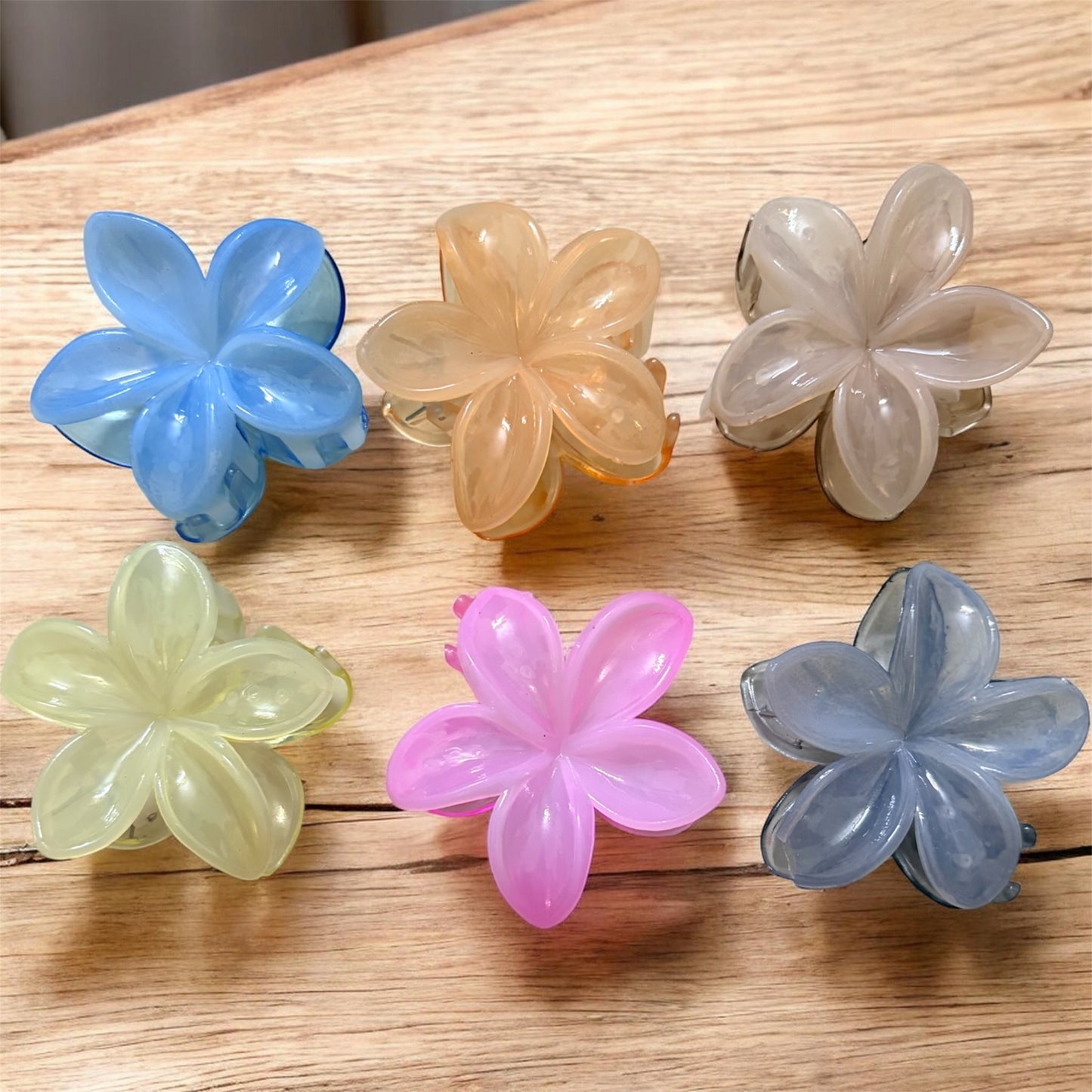Dual Shade Daisy Korean Hair Clips (Pack of 6 pcs) JHKC100222 (Big)