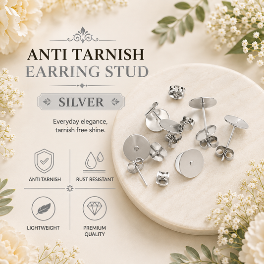 Anti Tarnish Earring Stud - Silver (10 Pcs)