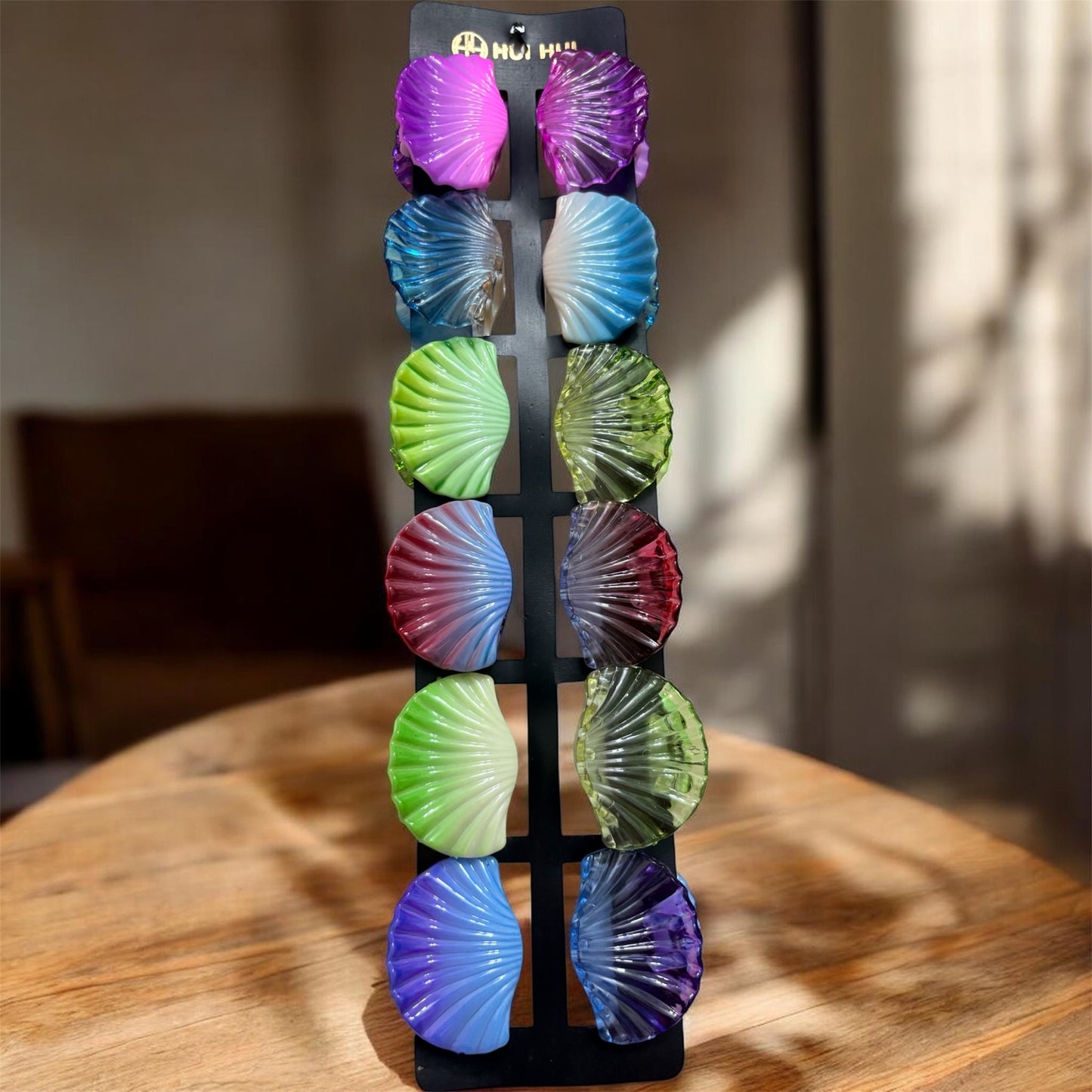 Multicolor Shell Korean Hairclips (Medium) - Pack of 12 Pcs JHKC100284