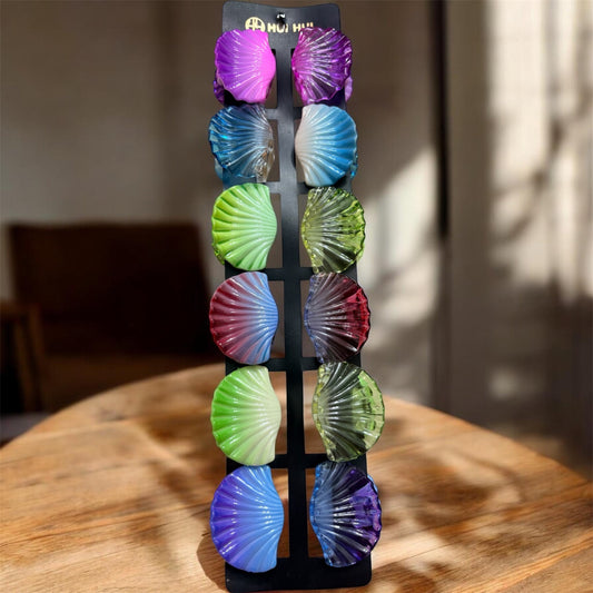 Multicolor Shell Korean Hairclips (Medium) - Pack of 12 Pcs JHKC100284