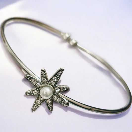 Silver Finish American Diamond Stone Free Size Bracelet - Type #2