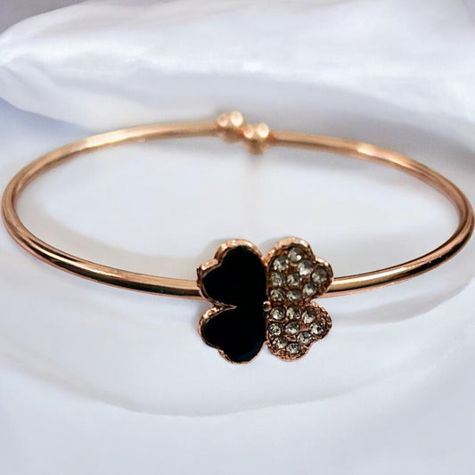 Rose Gold Finish American Diamond Stone Free Size Bracelet - Type #6