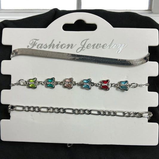 Silver Plated Adjustable Tiny Butterfly Fancy Bracelet