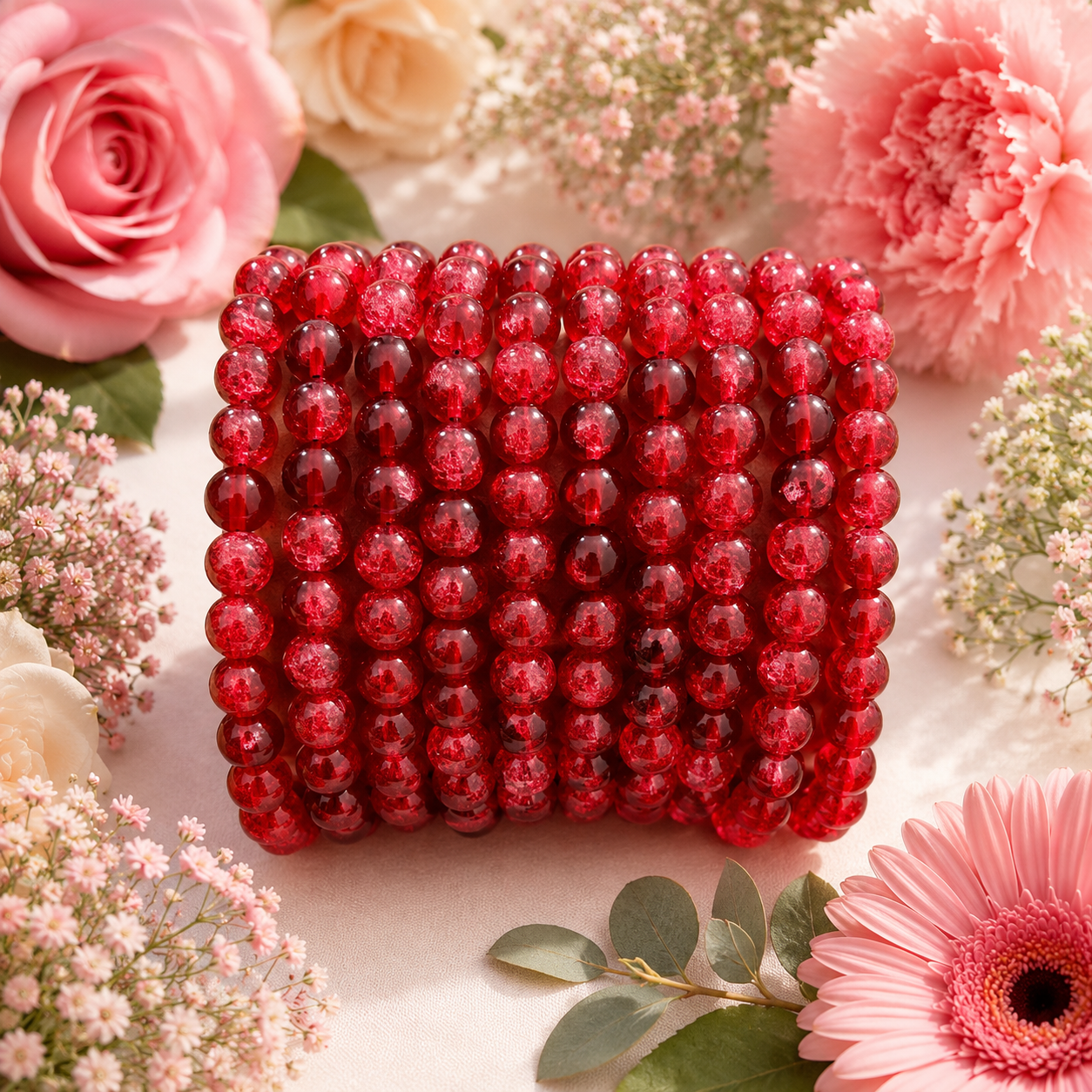 Crackle Beads 8mm - Red