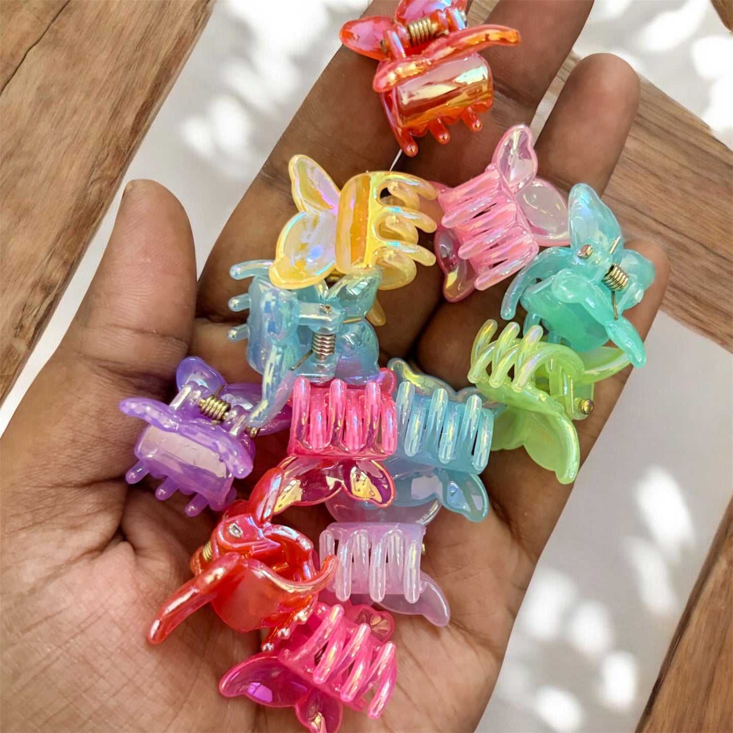 TuTu Multicolor Acrylic Korean Hair Claw Clips (Small) - Pack of 12 Pcs JHKC100279