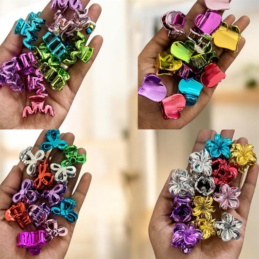 TuTu Multicolor Metallic Color Korean Hair Claw Clips (Small) - Pack of 12 Pcs JHKC100277