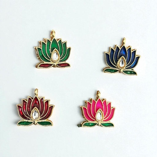 Luxury Lotus Flower with Drop Stone Pendant (1 PC)