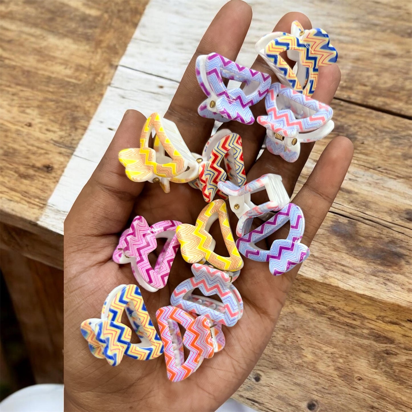 TuTu Multicolor Printed Korean Hair Claw Clips (Small) - Pack of 12 Pcs JHKC100278