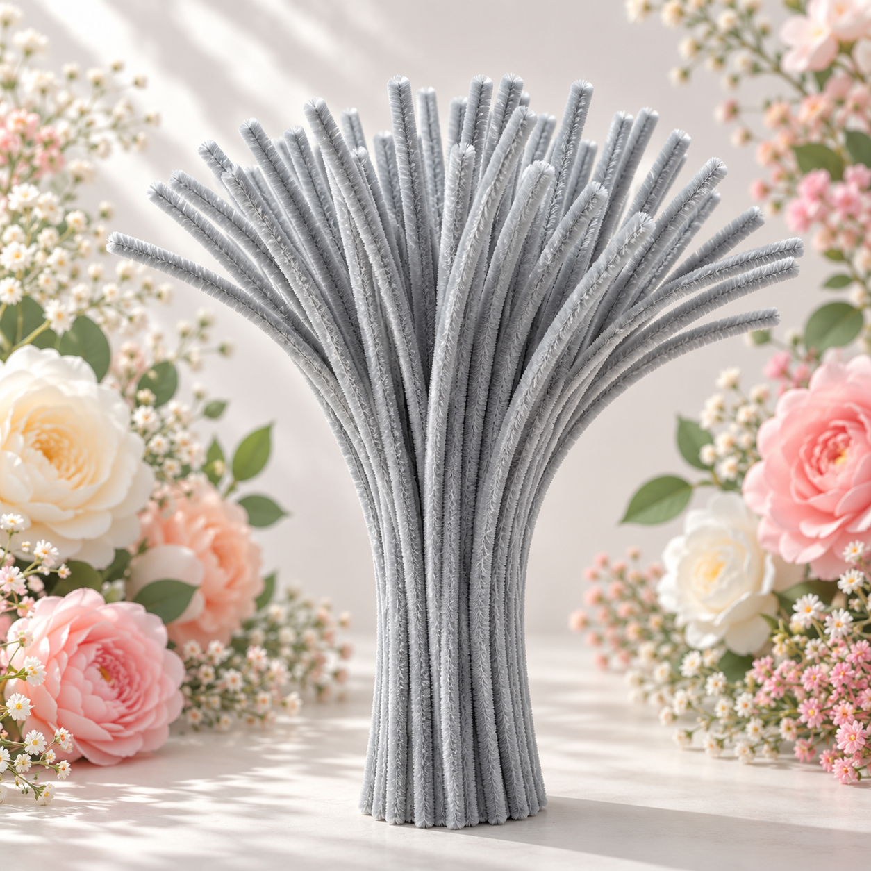 Pipe Cleaners for DIY Crafts (Pack of 95 - 100pcs) - Grey