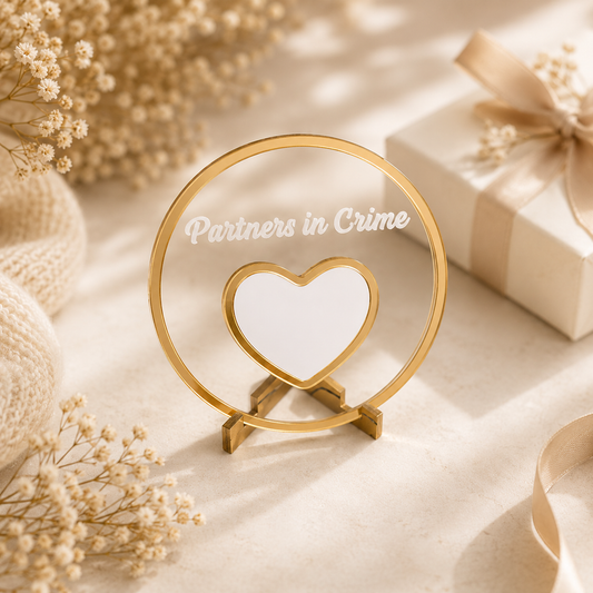 Customized Thumbprint Heart with Stand – Partners in Crime ❤️