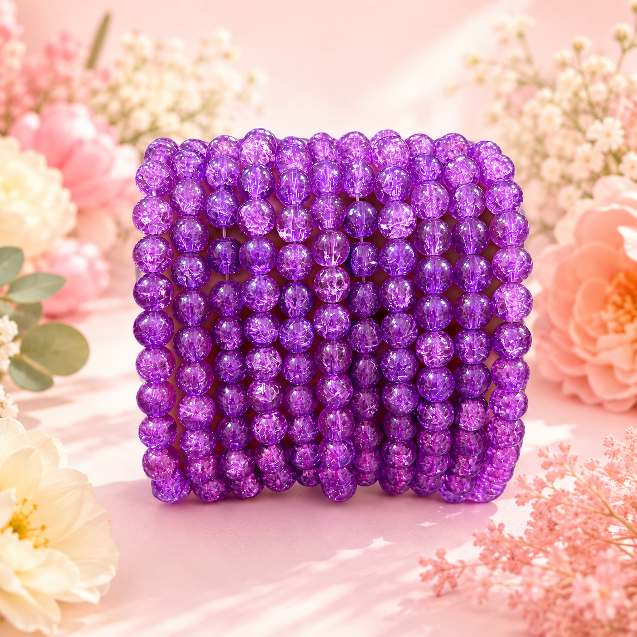 Crackle Beads 8mm - Dark Purple