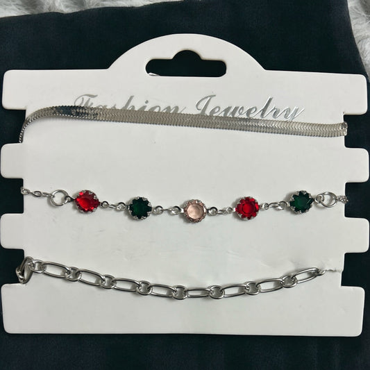 Silver Plated Adjustable Multicolor Stone Fancy Bracelet