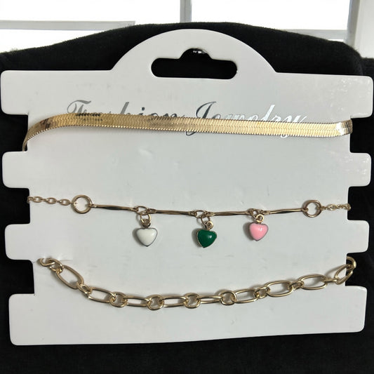 Gold Plated Adjustable Tiny Heart Fancy Bracelet