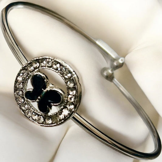 Silver Finish American Diamond Stone Free Size Bracelet - Type #9
