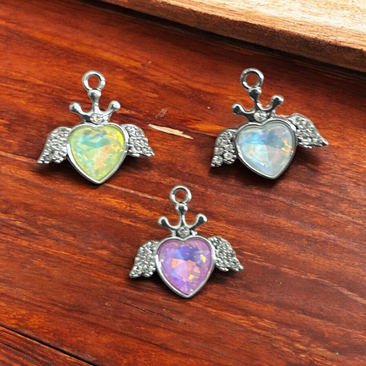 Luxury Heart Wings Stone Charms (Mixed 1pc)