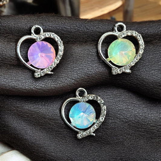 Luxury Heart White Stone Charms (Mixed 1pc)