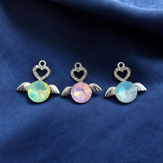 Luxury Heart with Wings Stone Charms (Mixed 1pc)