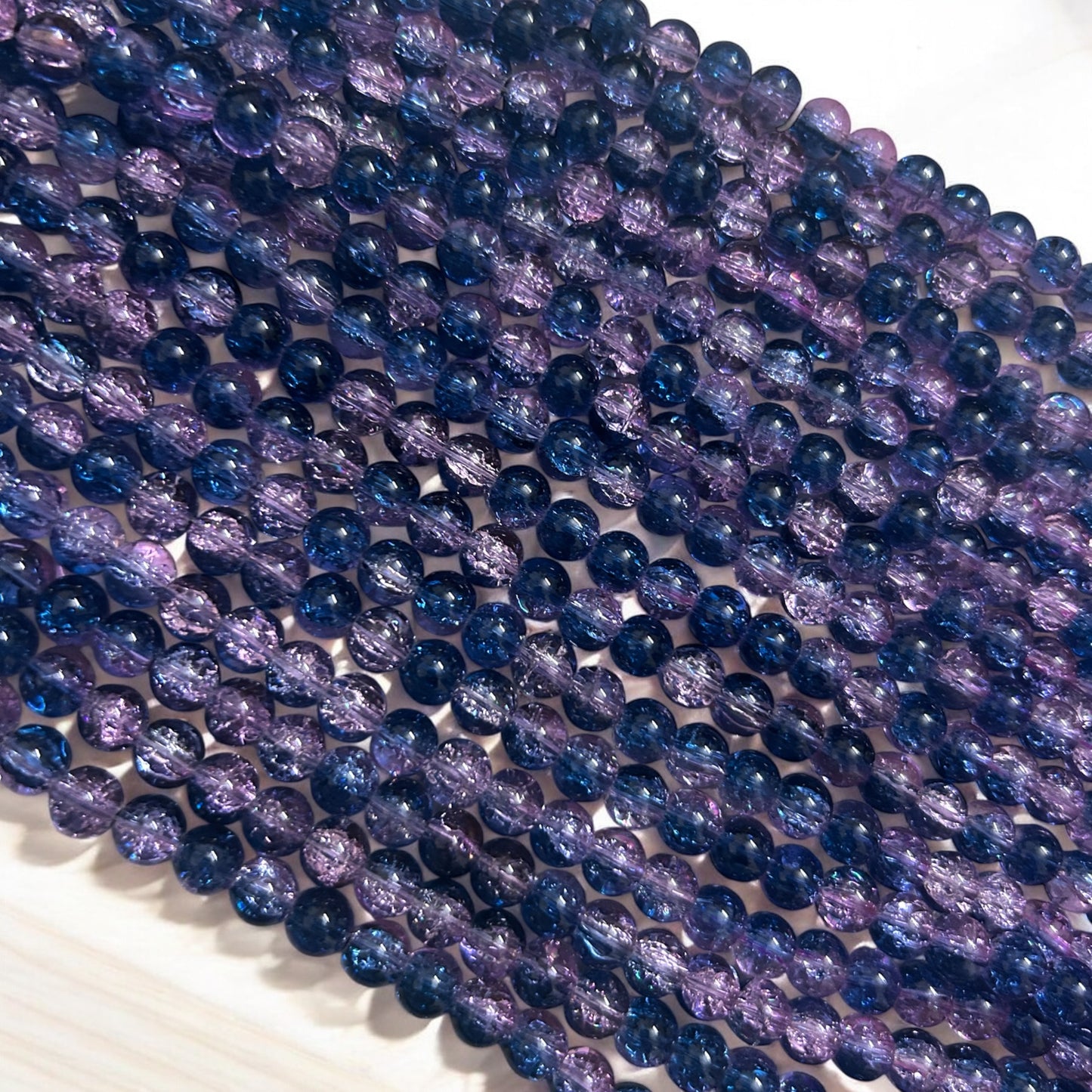 Crackle Beads 8mm - Purple & Dark Blue
