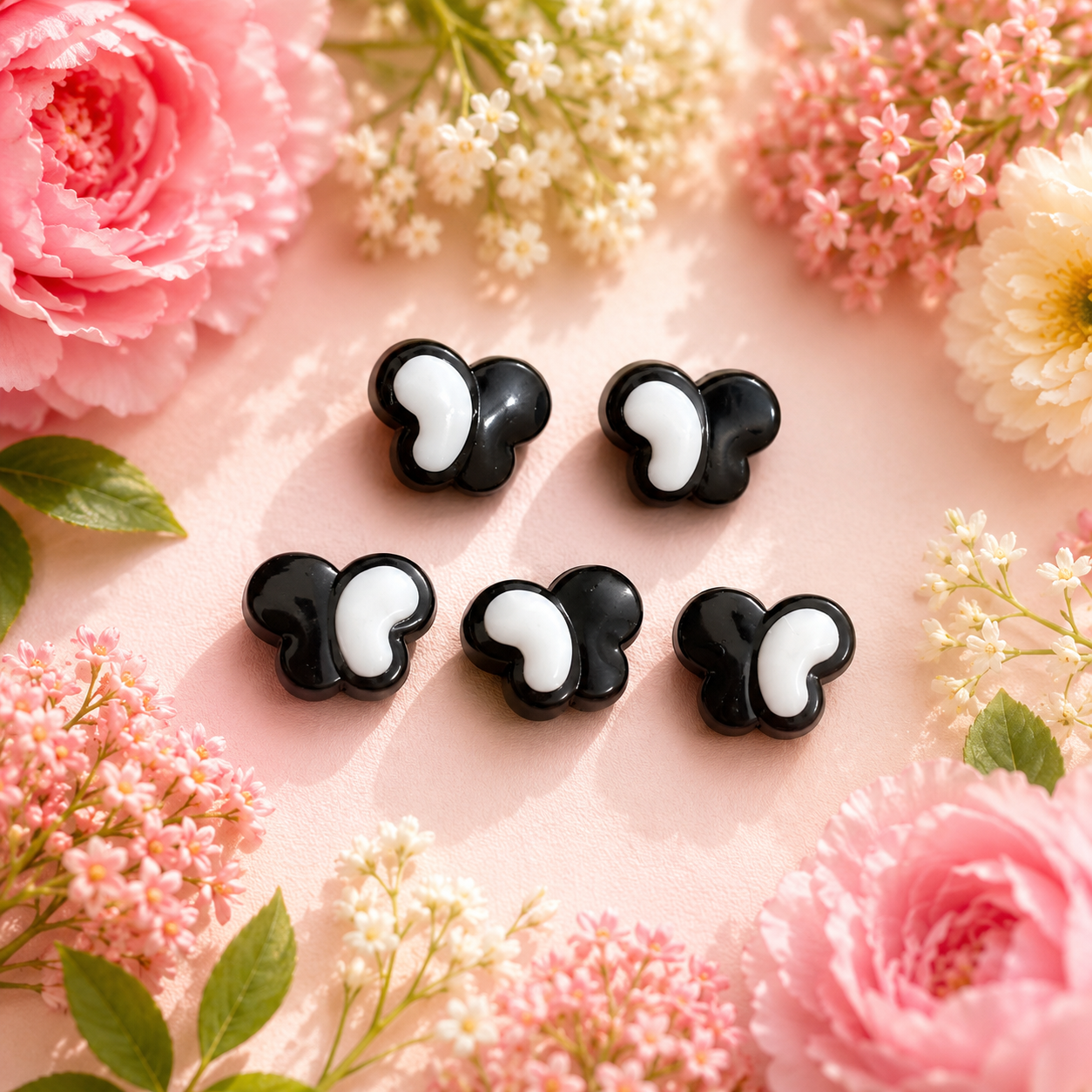 Acrylic Black & White Butterfly Beads (10gms)