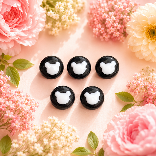 Acrylic Black Teddy Head Beads (10gms)