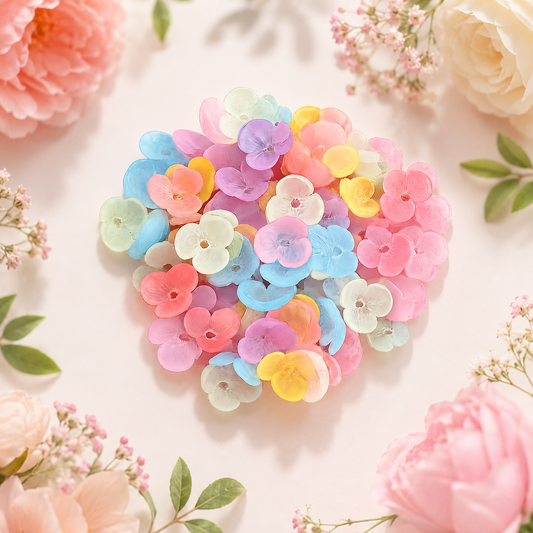 Acrylic Frosted Flower Beads (10gms)