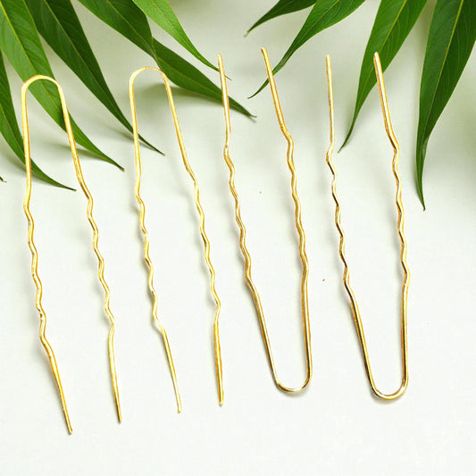 Gold Plated U-Shaped Bobby Pins (Pack of 10pcs)