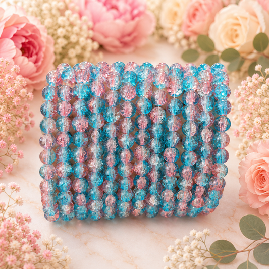 Crackle Beads 8mm - Blue & Light Peach
