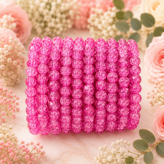 Crackle Beads 8mm - Dark Pink