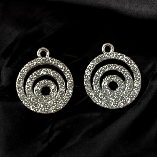 Luxury Layer Circle Stone Charm - Silver 1PC