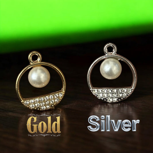 Luxury Circle stone with Pearl beads charm 1 PC
