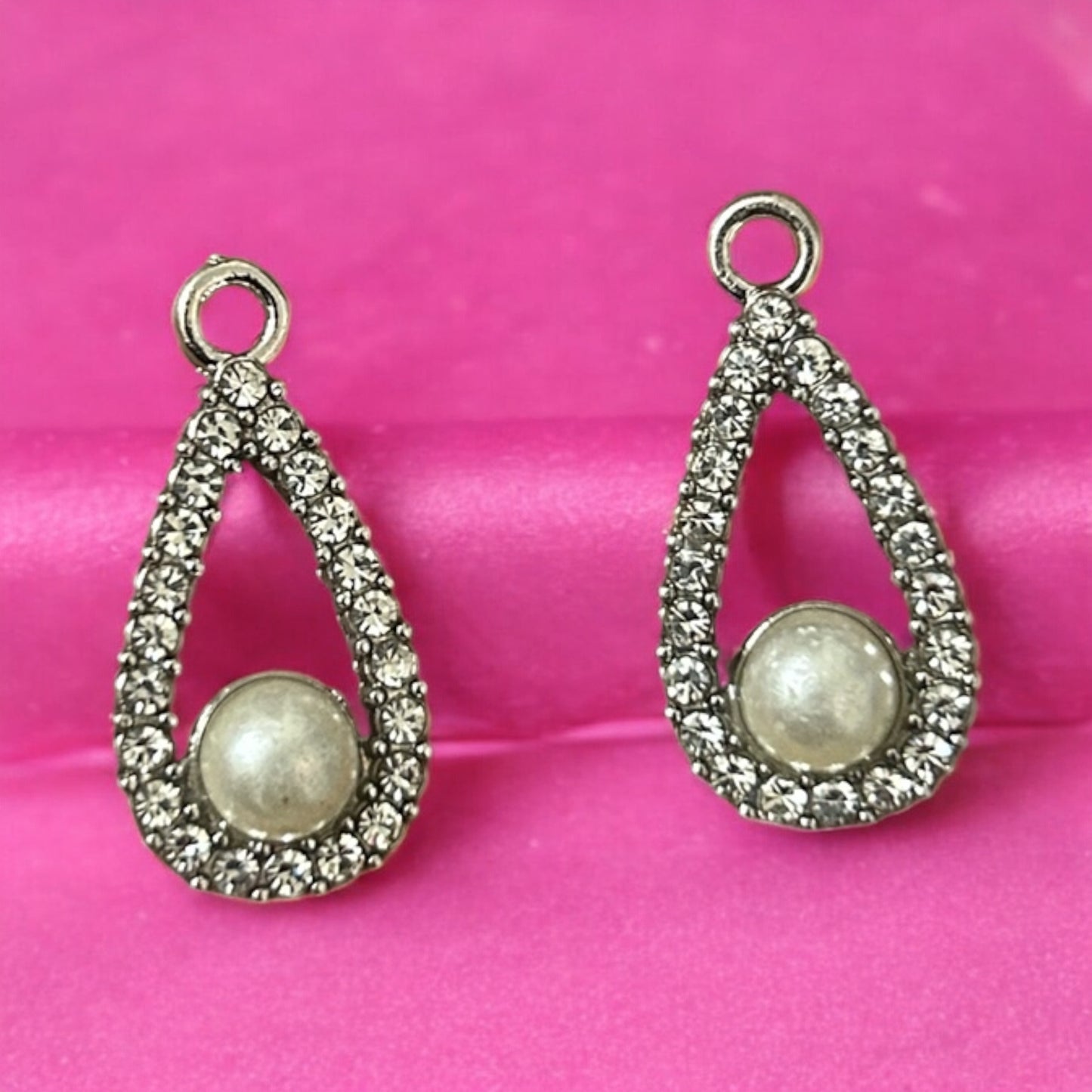 Luxury Water Drop Stone Charm 1PC - Silver