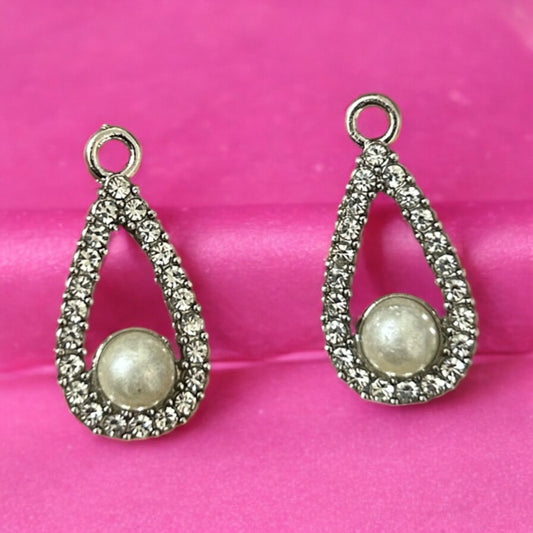 Luxury Water Drop Stone Charm 1PC - Silver
