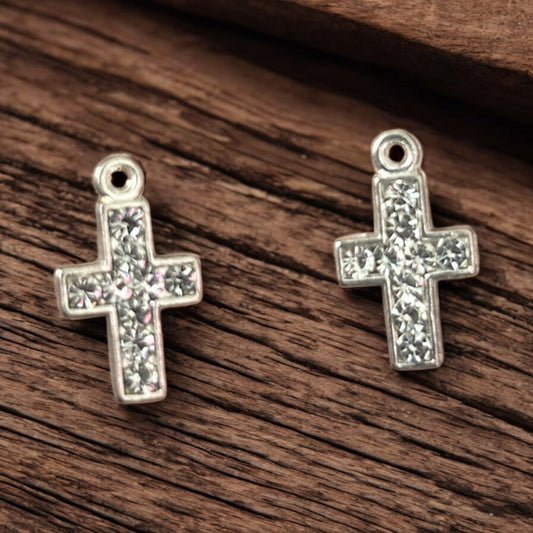 Luxury Cross Stone Charm - Silver 1PC