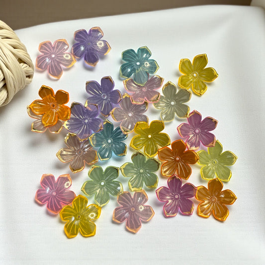 Multicolor Acrylic Lilly Five Petals with Gold line (10gms)