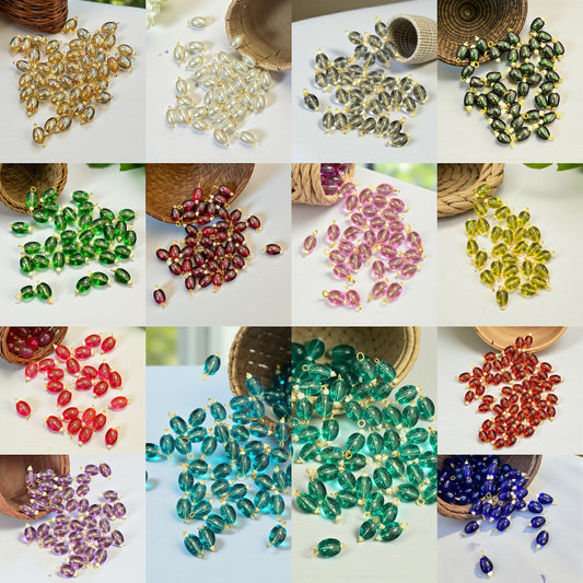 Transparent Oval Shape Glass Hanging Beads 8mm (10 pcs)