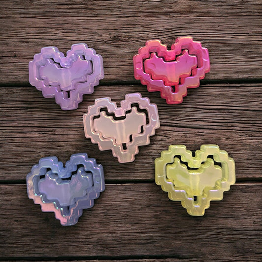 Pixel Acrylic Heart Charm  (1 Pair)