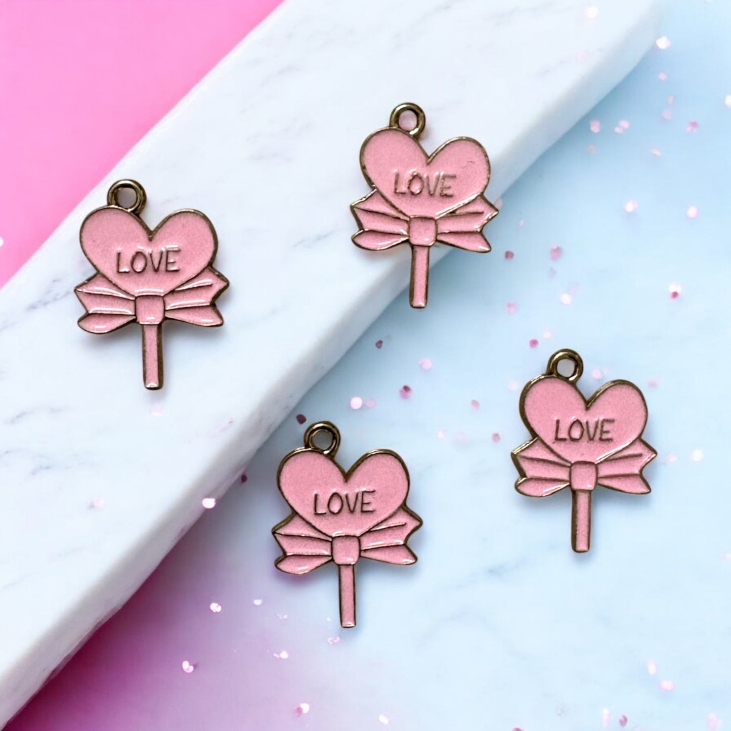 Love with Bow Enamel Charm 1PC
