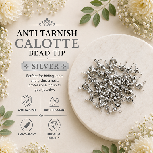 Anti Tarnish Calotte Tip - Silver (10 Pcs)